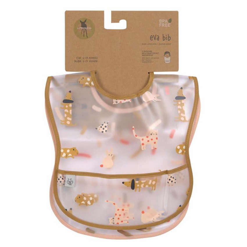 Bavoir avec poche Little Mateys 6m/24m - Orange Spicy 2 pièces 