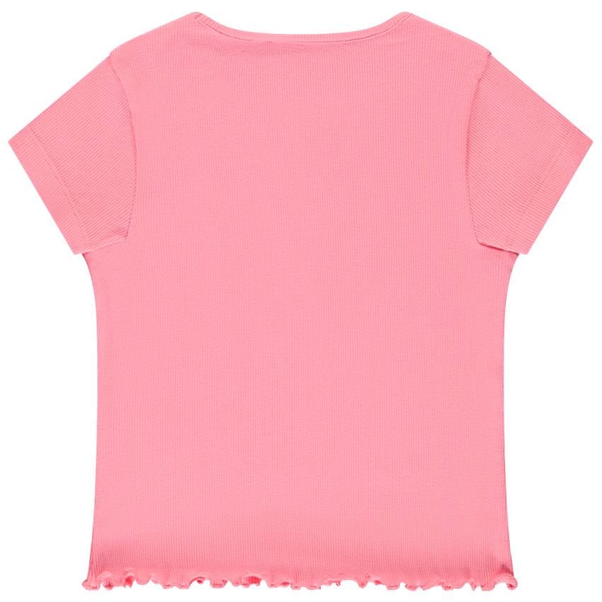 Korte mouwen geribbelde T-shirt met open hals voor meisjes 