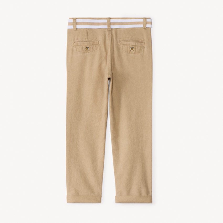 Pantalon droit en toile avec ceinture pour garçon 