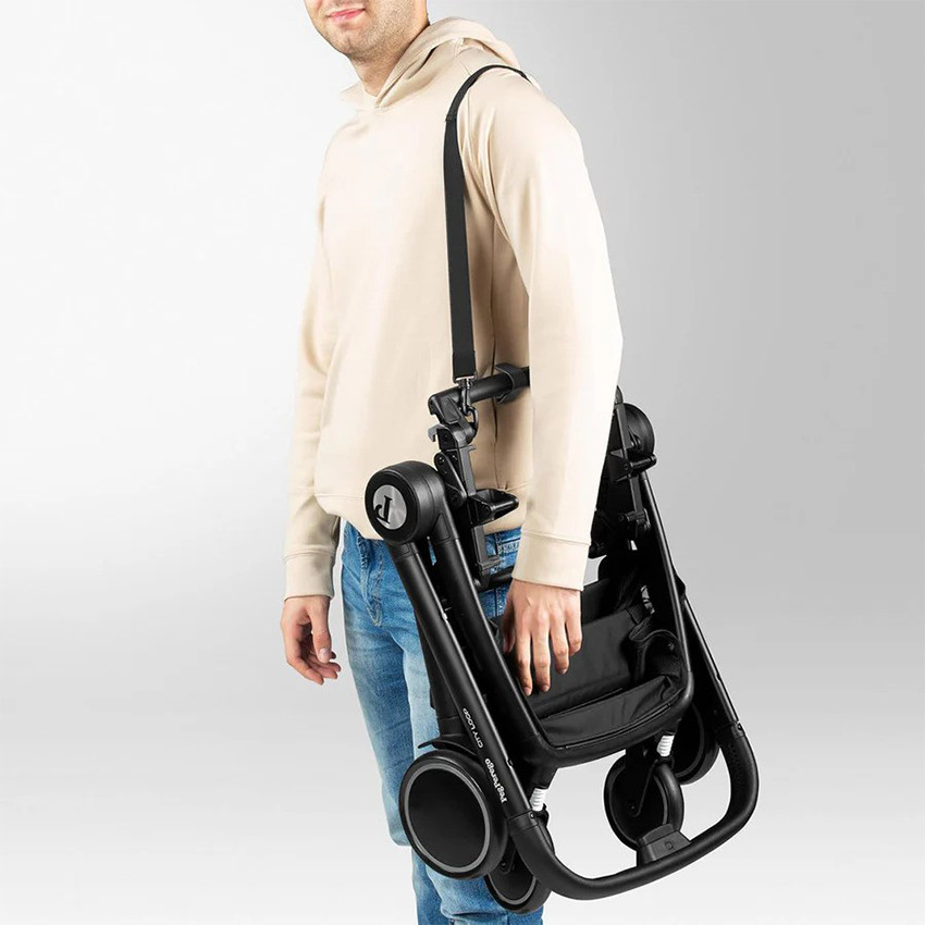 City Loop chassis zwart, licht en compact met inklapbaar stuur 