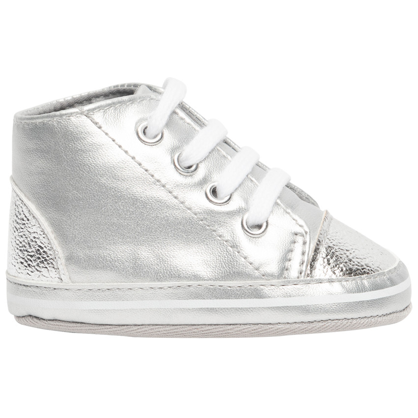 Zilveren hoge sneakers met veters voor meisjes 