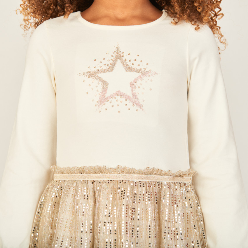 Robe de fête manches longues scintillante effet 2 en 1 pour fille 