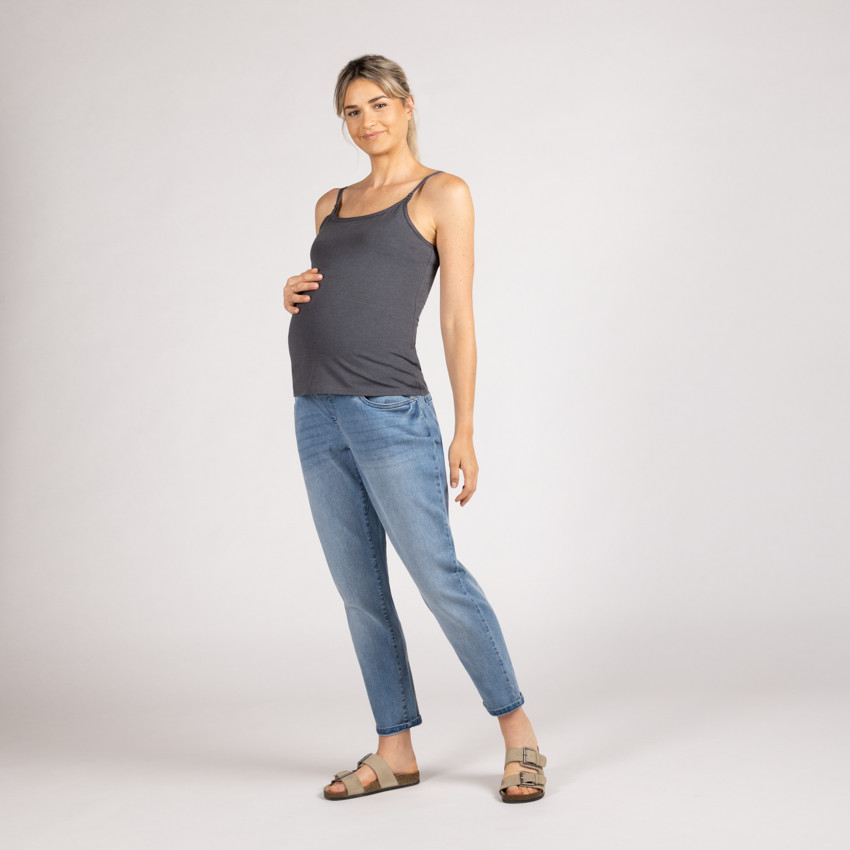 Jean de grossesse mom fit à bandeau haut 