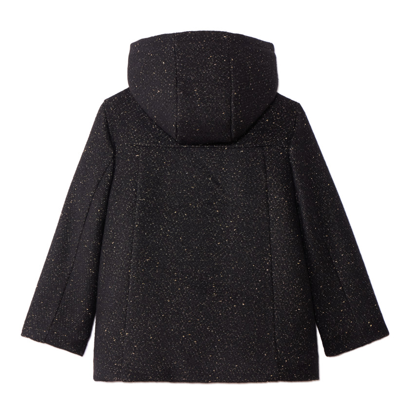 Manteau drap de laine en lurex noir et doublure sherpa pour fille  