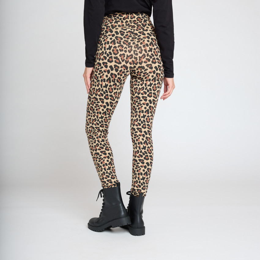 Zwangere legging met hoge band en luipaardprint 