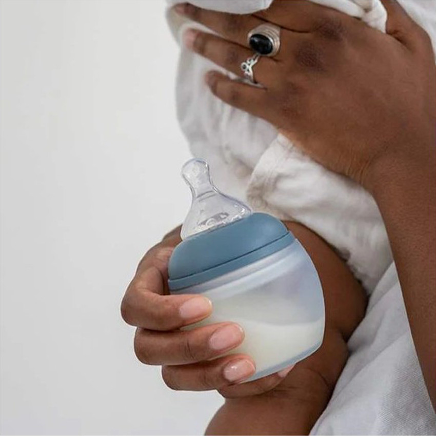 Zuigfles silicone 150 ml speen slow flow Blue Grey 