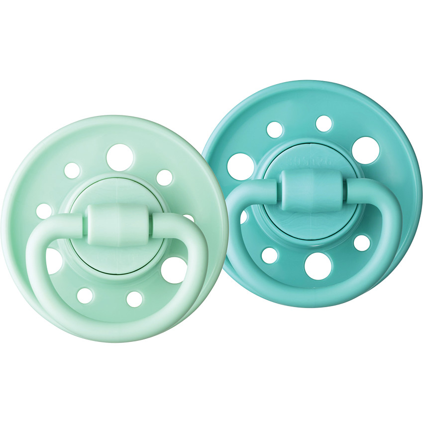 Set van 2 ronde fopspenen Gaïa 6M+ groen en pastelgroen 