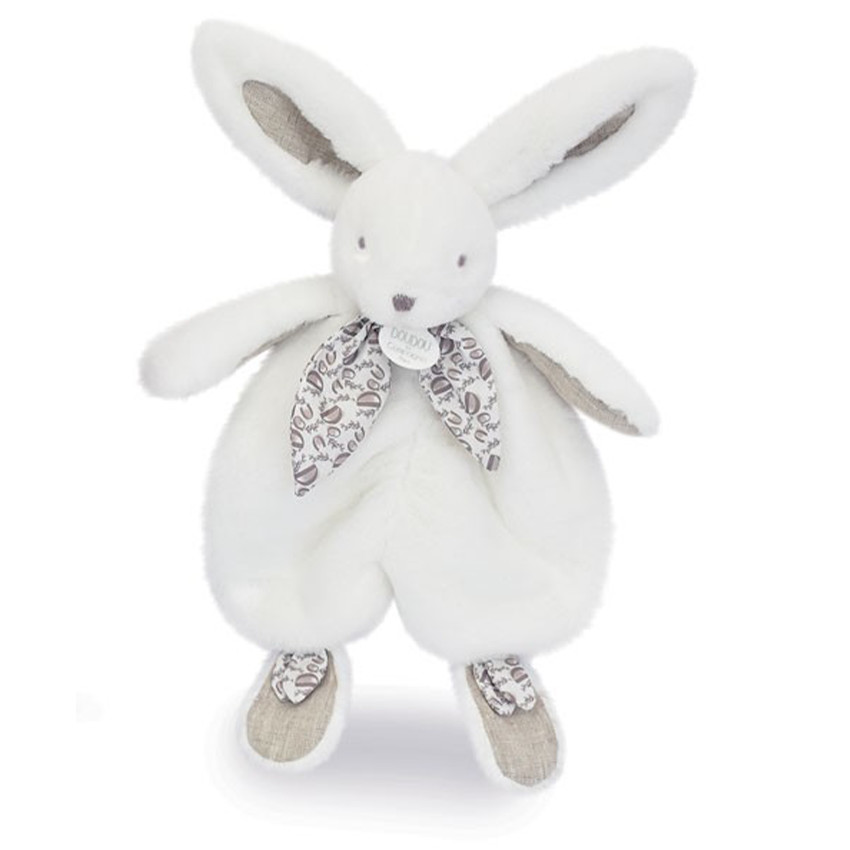 Doudou Lapin plat 29cm Blanc 