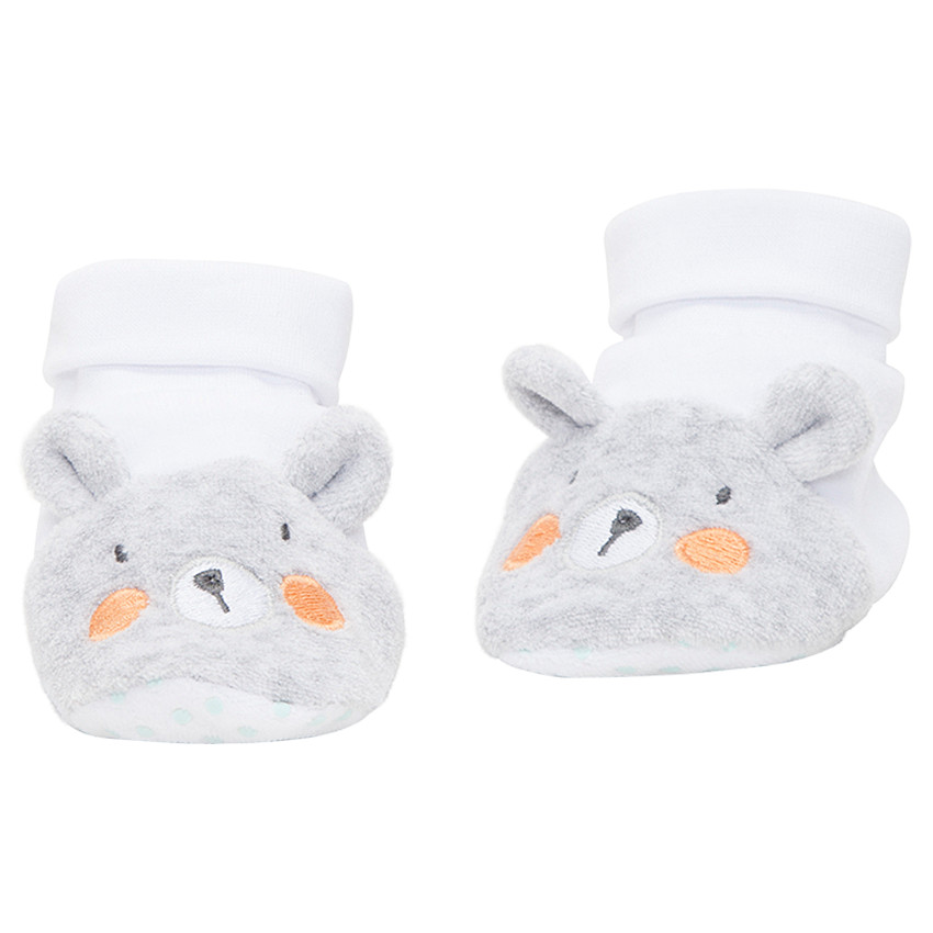 Chaussons en velours avec détails brodés et oreilles cousues 