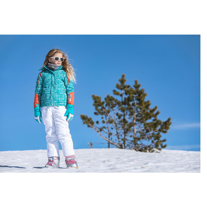 Junior - Blouson de ski imprimé fantaisie doublé micropolaire 