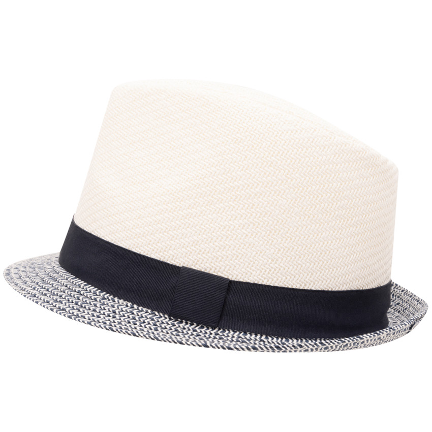 Borsalino en paille bicolore à galon tissé pour garçon 