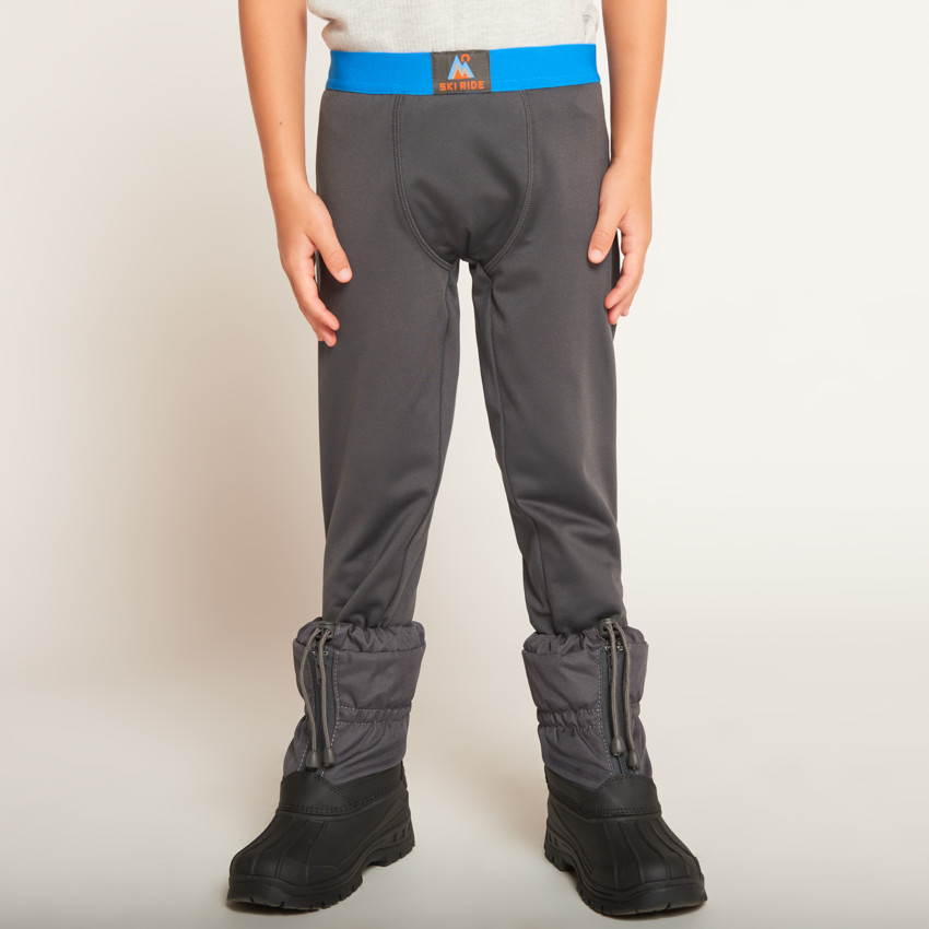 Caleçon de ski uni gris pour garçon  