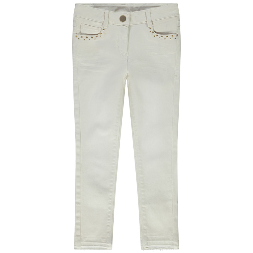 Jean slim uni avec strass pour fille 