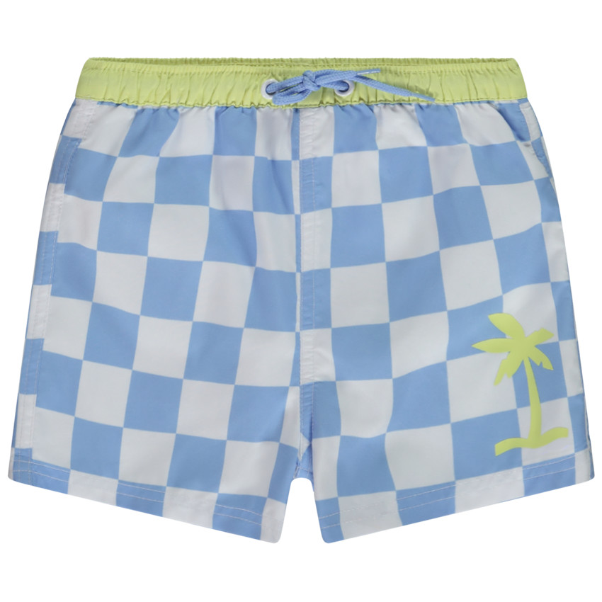 Short van stof met ruitpatroon en palmprint voor babyjongen 