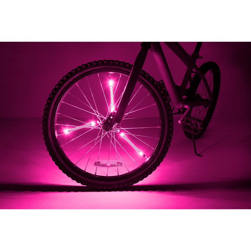 Éclairage Tube Led rayons de vélo SpinBrightz Motif Rose 