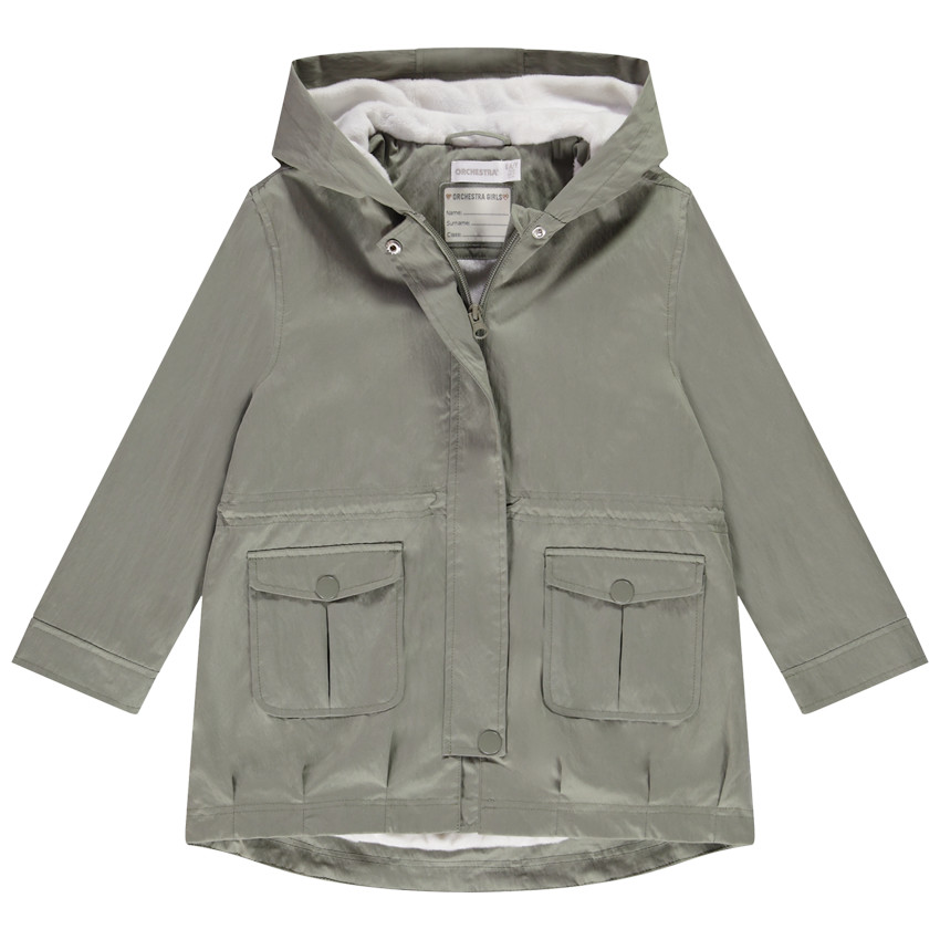 Parka à capuche en toile doublé sherpa pour fille 