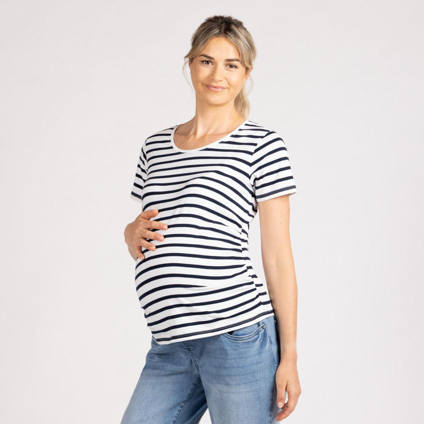 T-shirt voor zwangerschap met korte mouwen, gestreept 