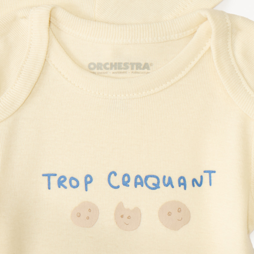Set van 7 effen baby's rompers met fantasieprint 