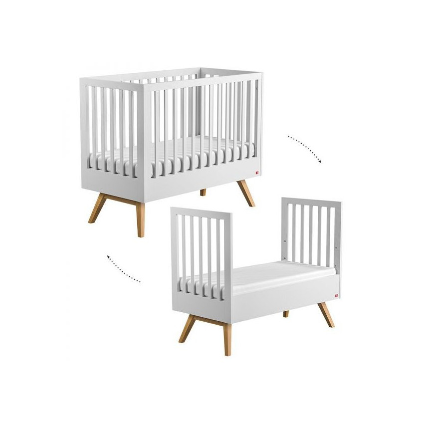 Lit Nature 70 x 140 cm - Blanc / Bois 