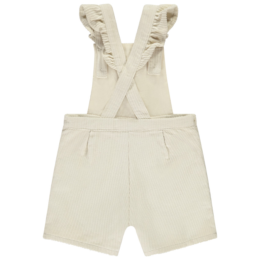 Salopette courte uni en velours pour bébé fille 