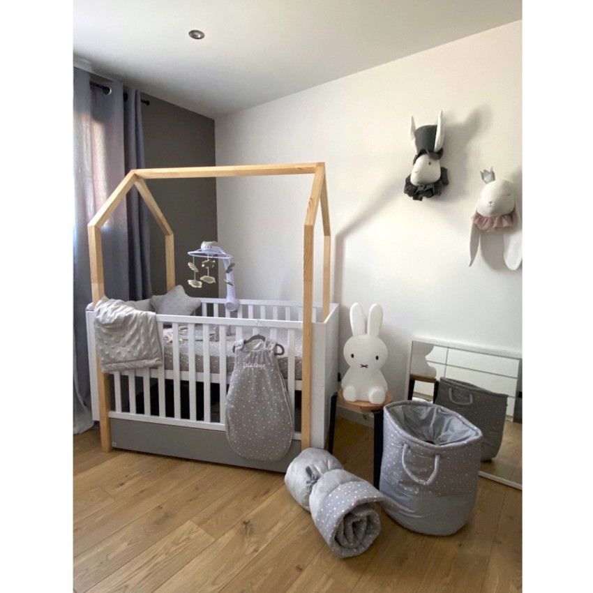 Lot de 2 paniers de rangement imprimé étoiles - Gris/Blanc 