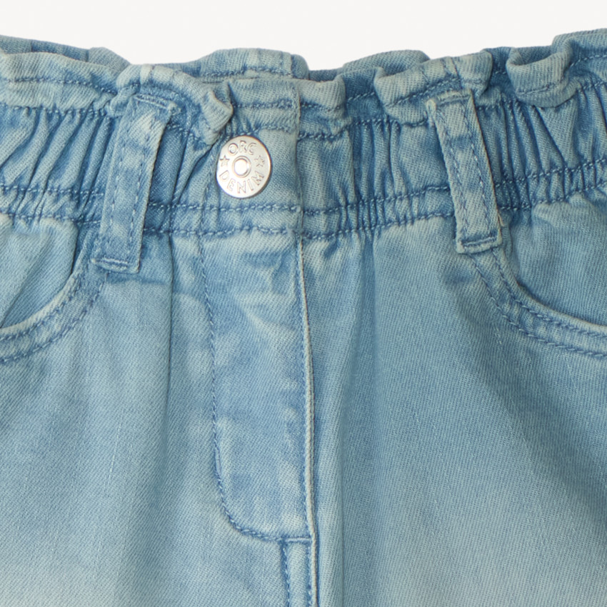 Short van denim met elastische taille en geborduurde strikjes voor meisjes 