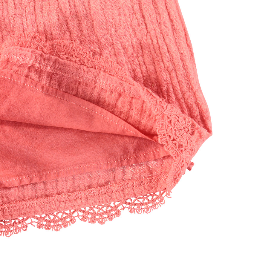 Combishort en gaze de coton à motif floral brodé 