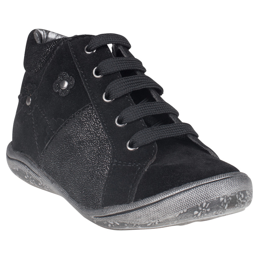 Bottillons noirs à lacets et paillettes 