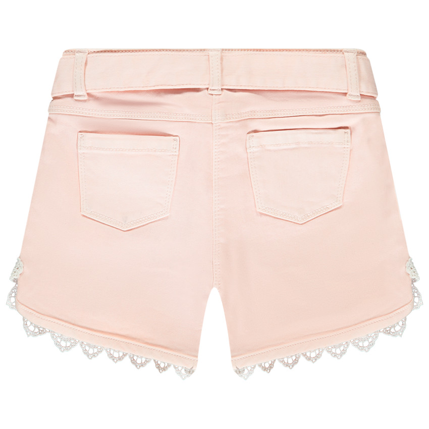 Short en jean avec détails brodés et ceinture à nouer pour fille 