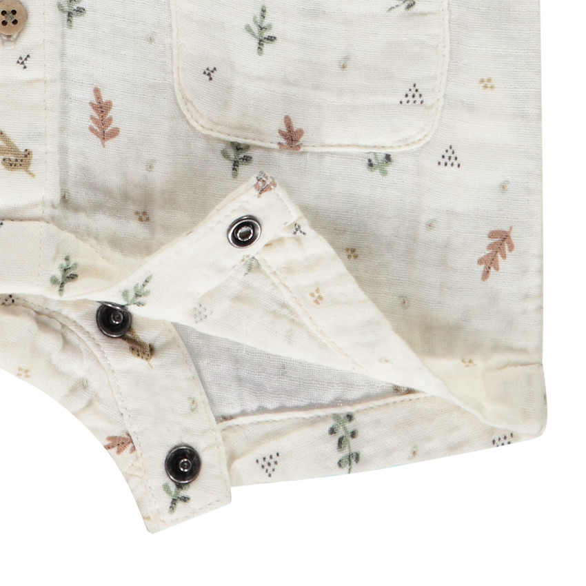 Katoenen gaas combishort met bladeren voor baby