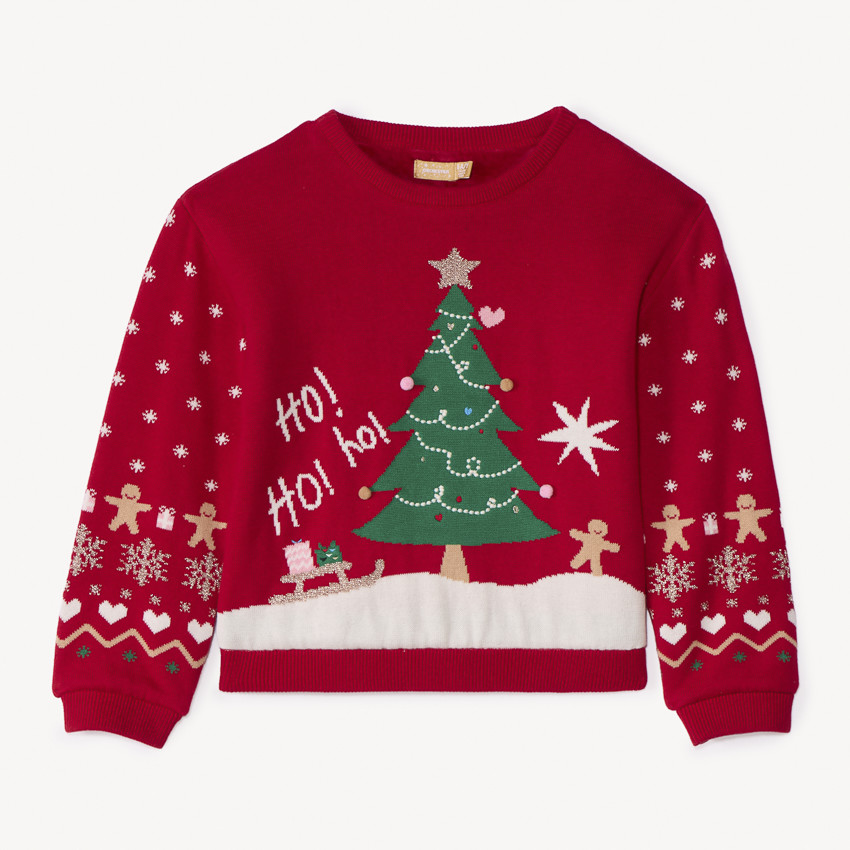 Pull de Noël en tricot doublé sherpa pour fille 