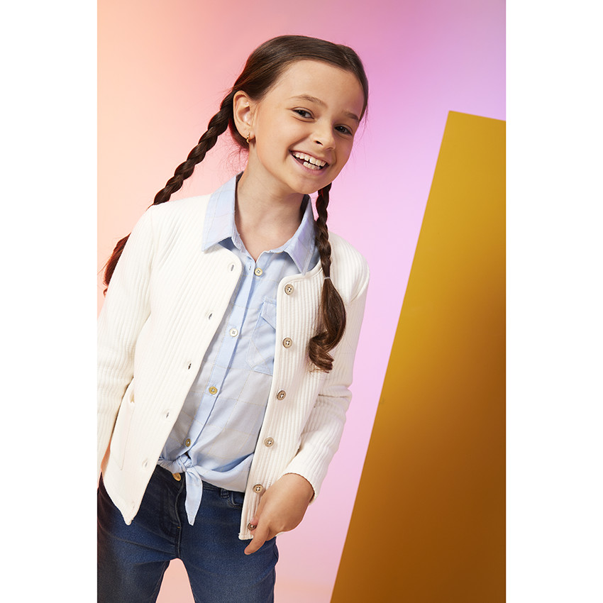 Chemise manches longues à carreaux en lyocell pour fille 