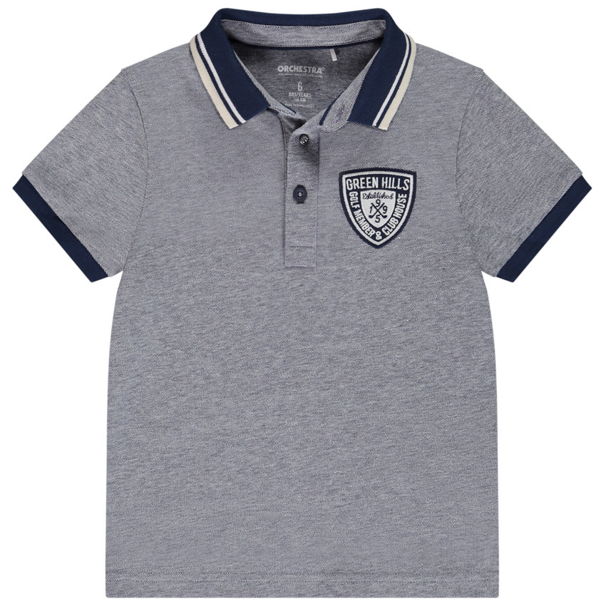 Polo manches courtes patch blason pour garçon 