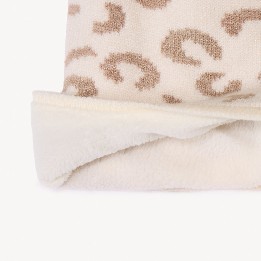 Peruaanse gebreide beanie met leopardenpatroon voor babymeisjes 