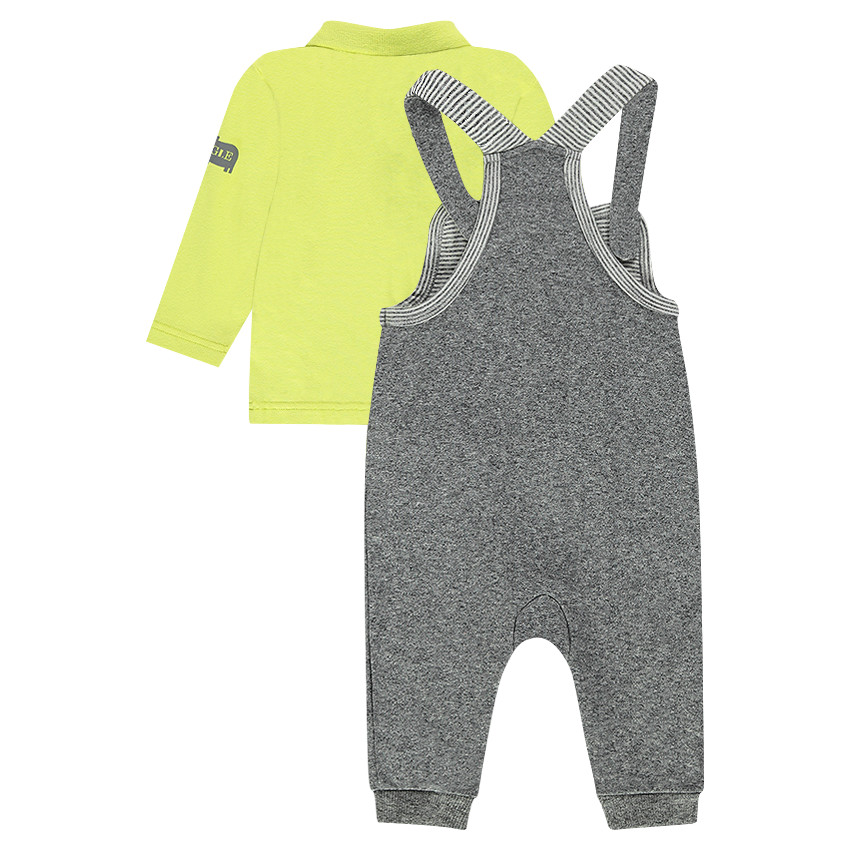 Ensemble salopette print girafe et tee-shirt manches longues  