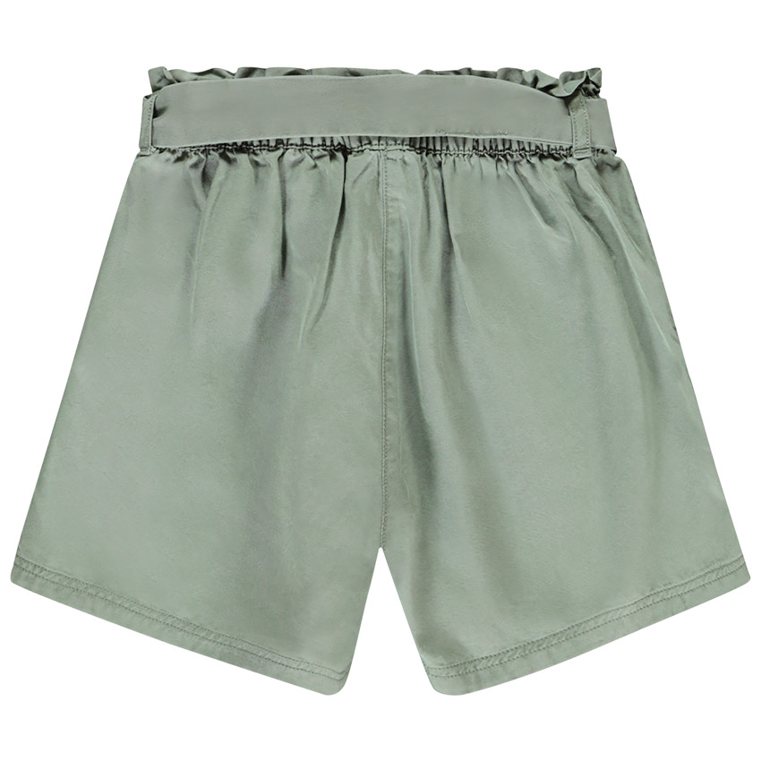 Hoge taille twill short met strikceintuur meisjes 