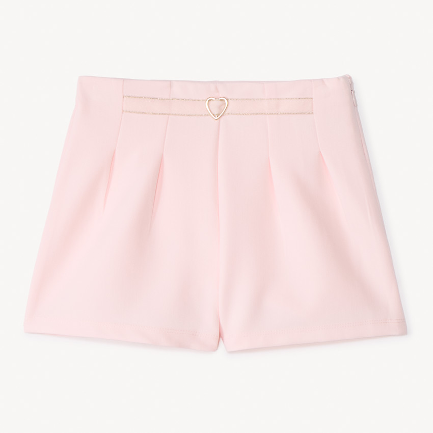 Korte unicolor twill broek met stoffen riem meisjes 