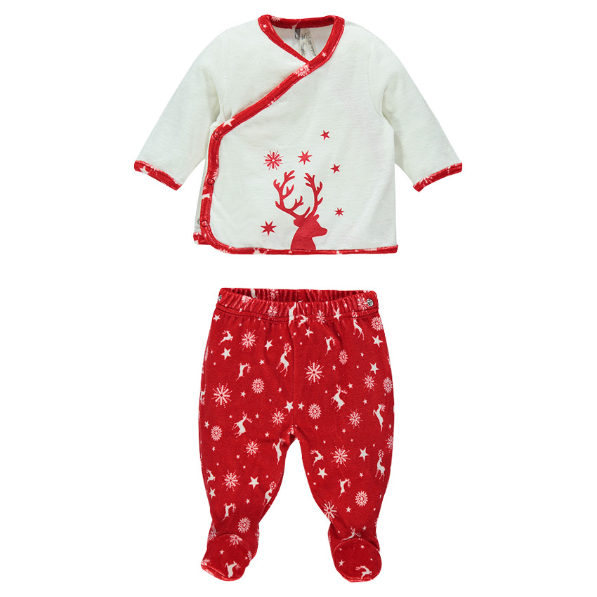 Pyjama en velours spécial Noël de la naissance au 3 mois 