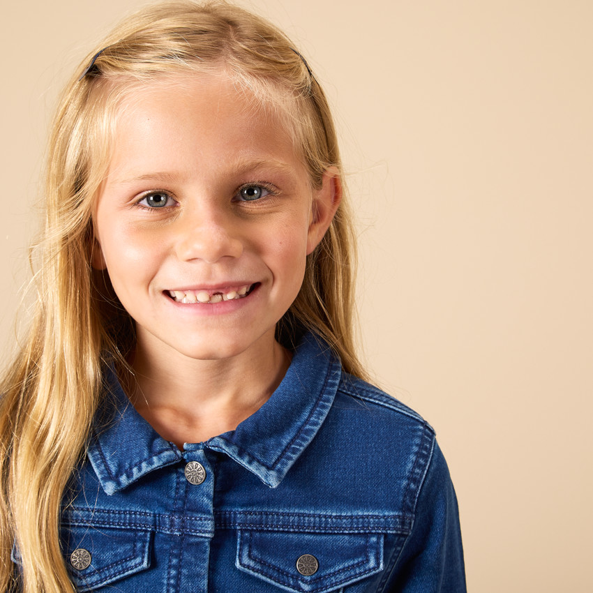 Lange mouwen denim chemise jurk voor meisjes 
