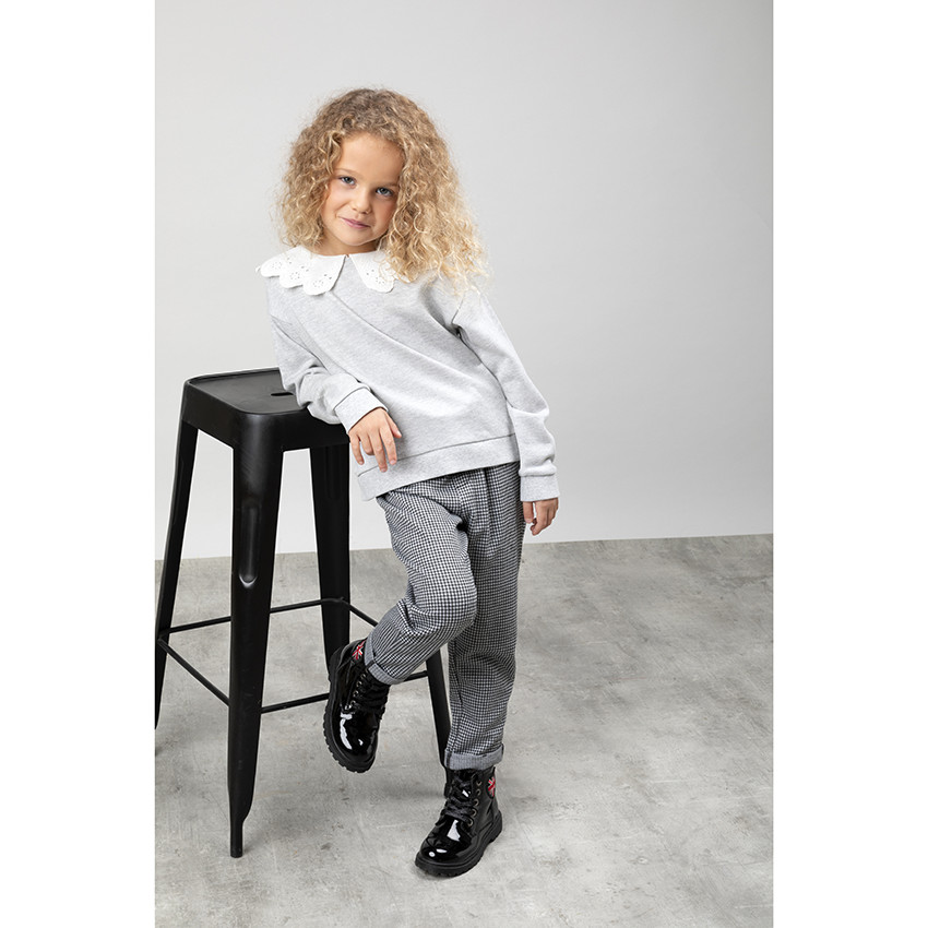 Pantalon taille haute motif pied de poule pour enfant fille 