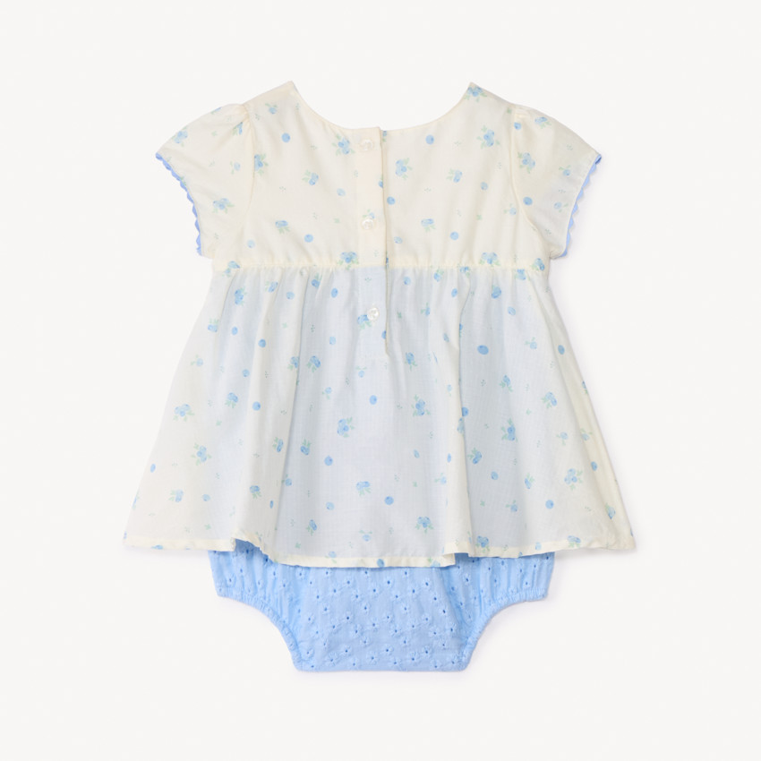 Robe effet à manches courtes 2-en-1 imprimée myrtilles pour bébé fille 