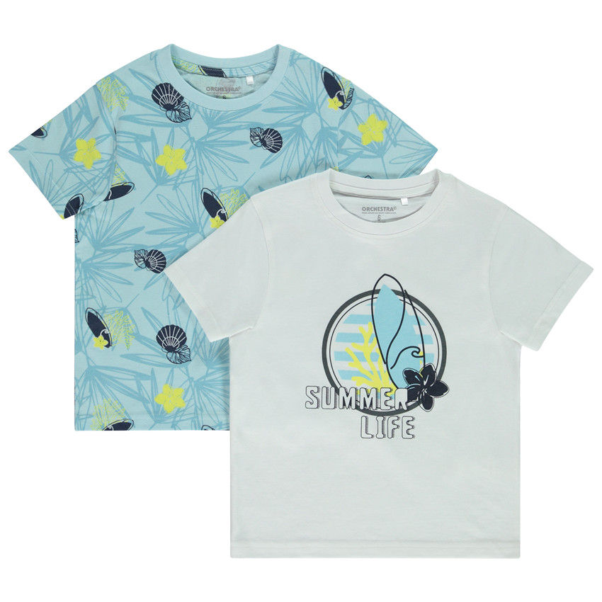 Lot de 2 t-shirts manches courtes fantaisie pour garçon 