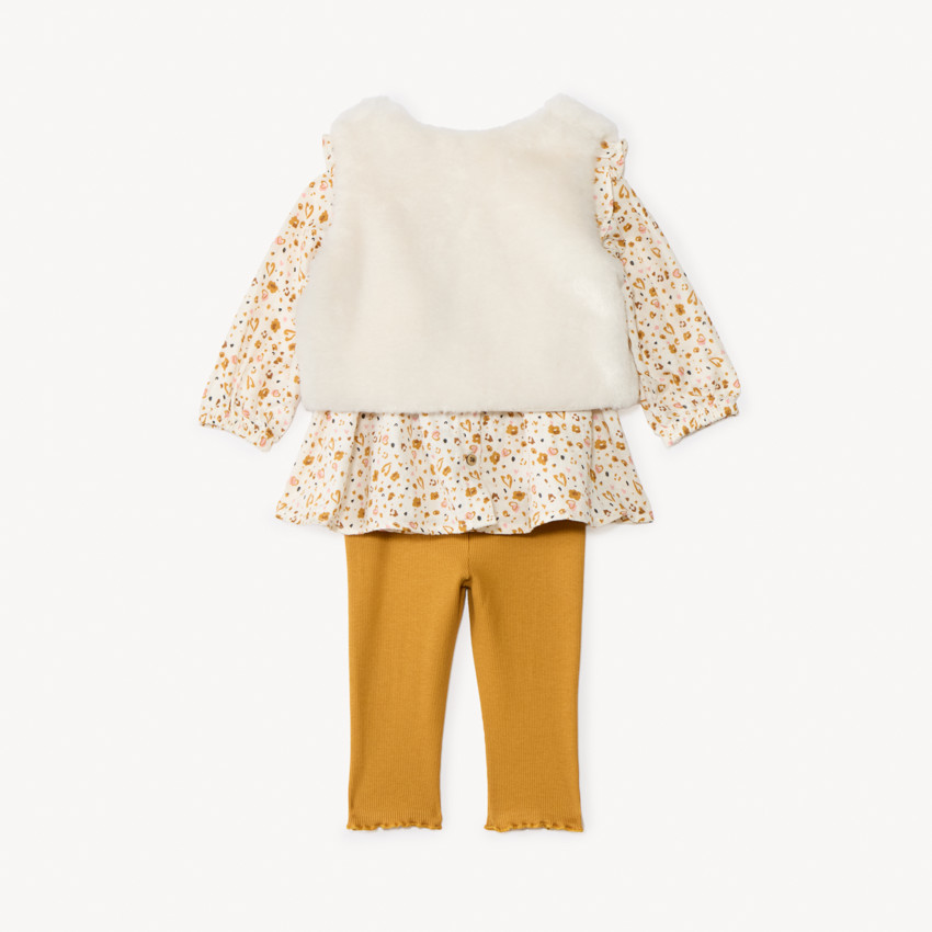 Ensemble 3 pièces avec tunique léopard pour bébé fille 