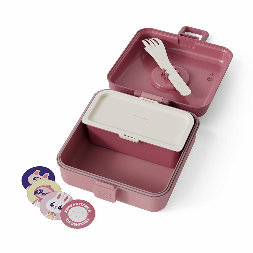 Lunchbox personnalisable 850ml Snacky avec couverts Pink Blush 