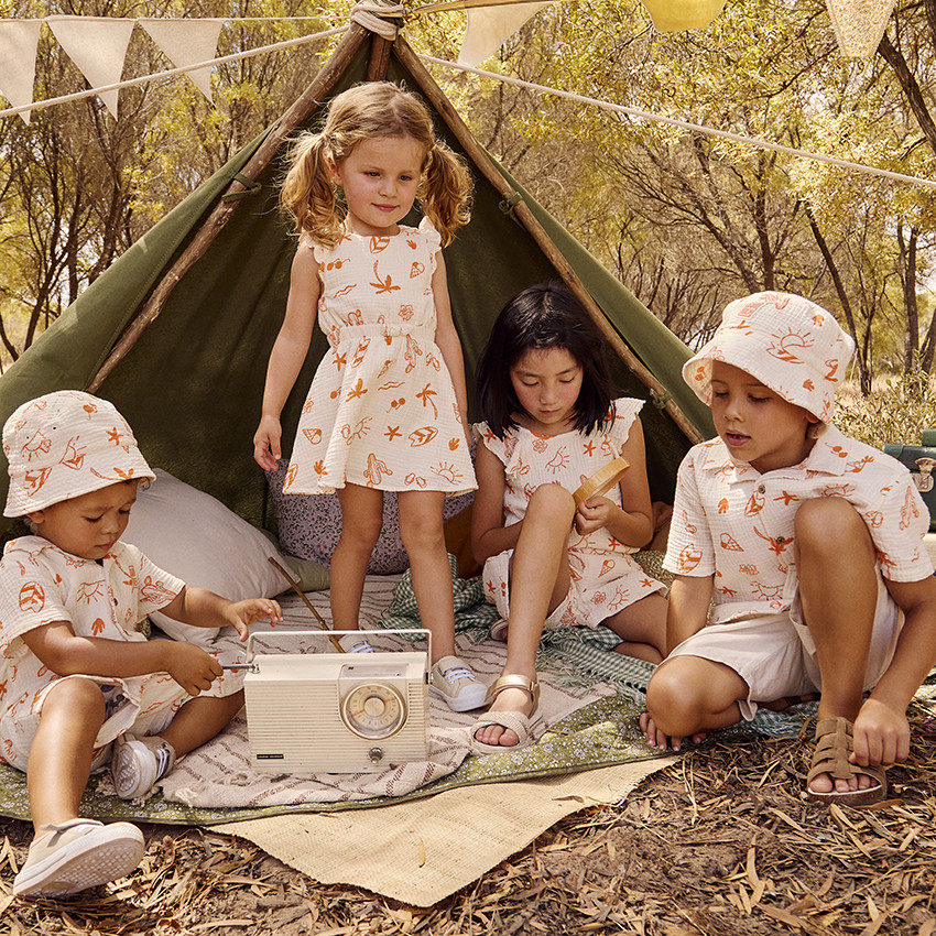 Chemise manches courtes en tetra imprimé vacances pour garçon 