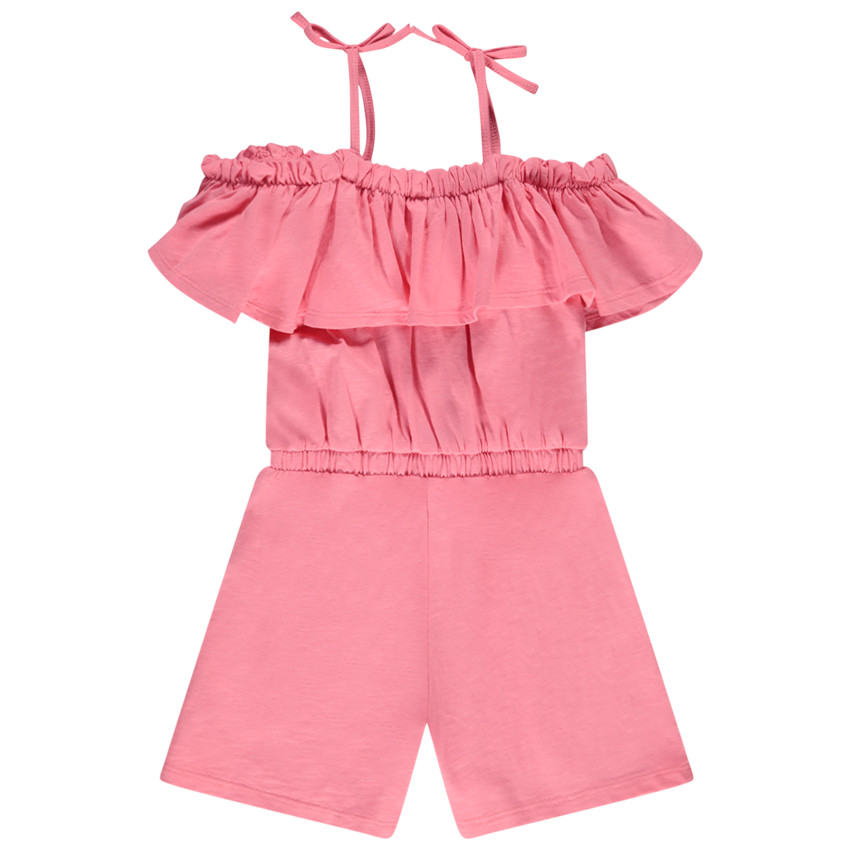 Korte jumpsuit met volant en bretellen meisjes 