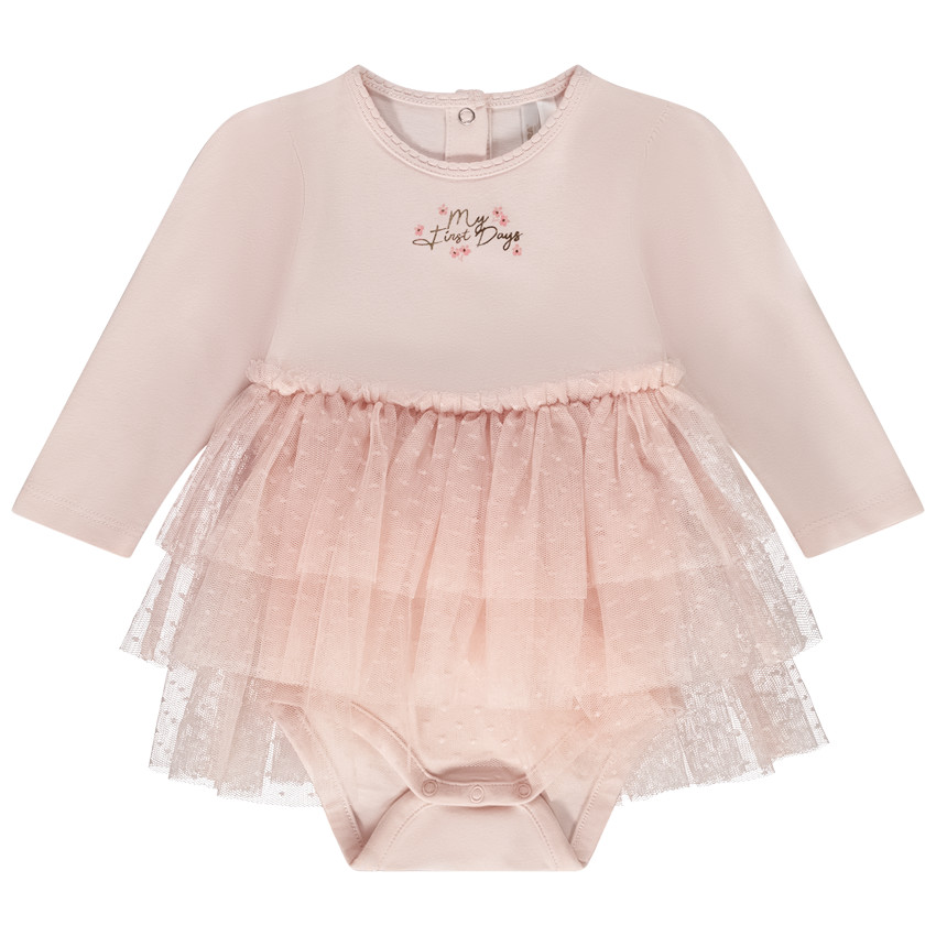 Jurk body 2-in-1 effect met Plumetis tule voor baby meisjes 