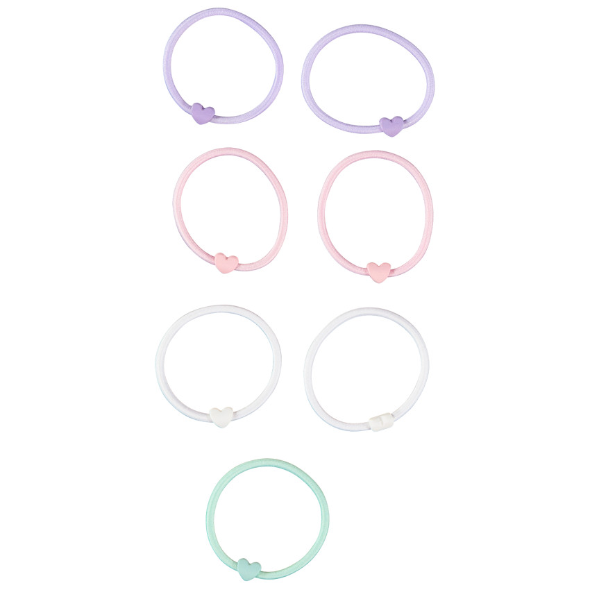 Lot de 12 élastiques pastel à cœur pour fille 