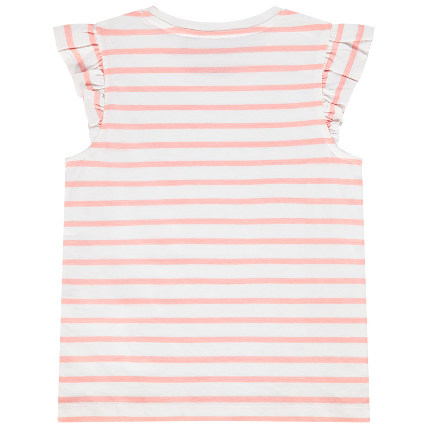 T-shirt met korte mouwen, gestreept en bedrukt voor meisjes 