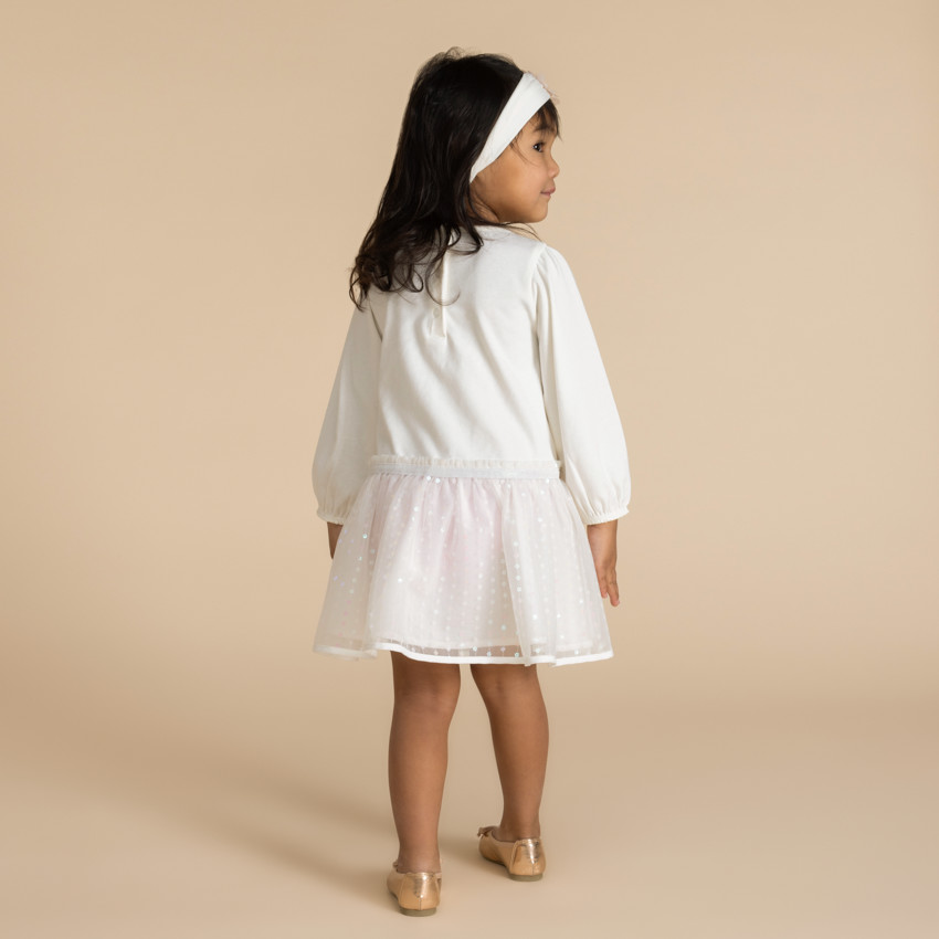 Robe de cérémonie bi-matière effet 2 en 1 pour bébé fille 